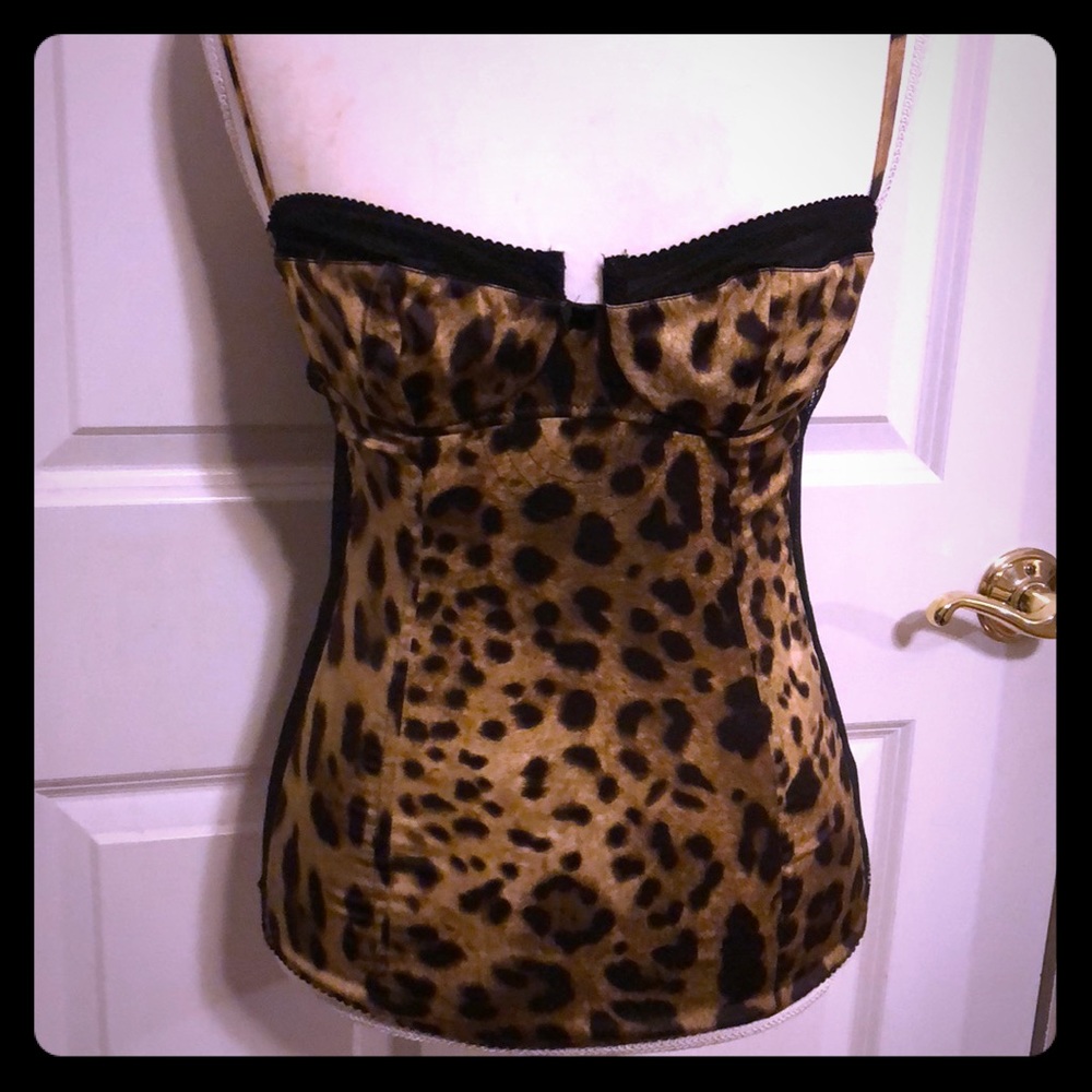 Dolce & Gabbana Leopard print Satin Bustier&bra